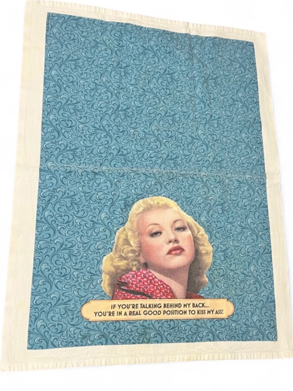 Fiddlers Elbow Retro Novelty ColorfulKitchen Towel Humorous, Gossip Quote 22x28